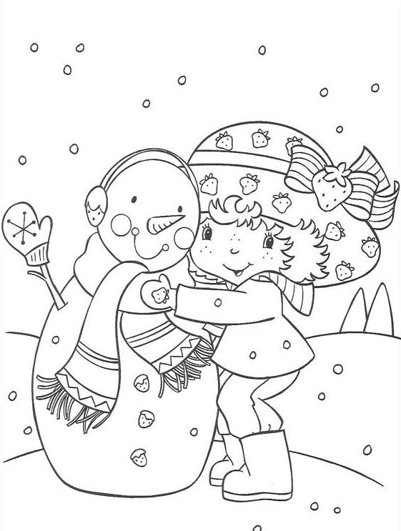 coloriage charlotte enlace le bonhomme de neige
